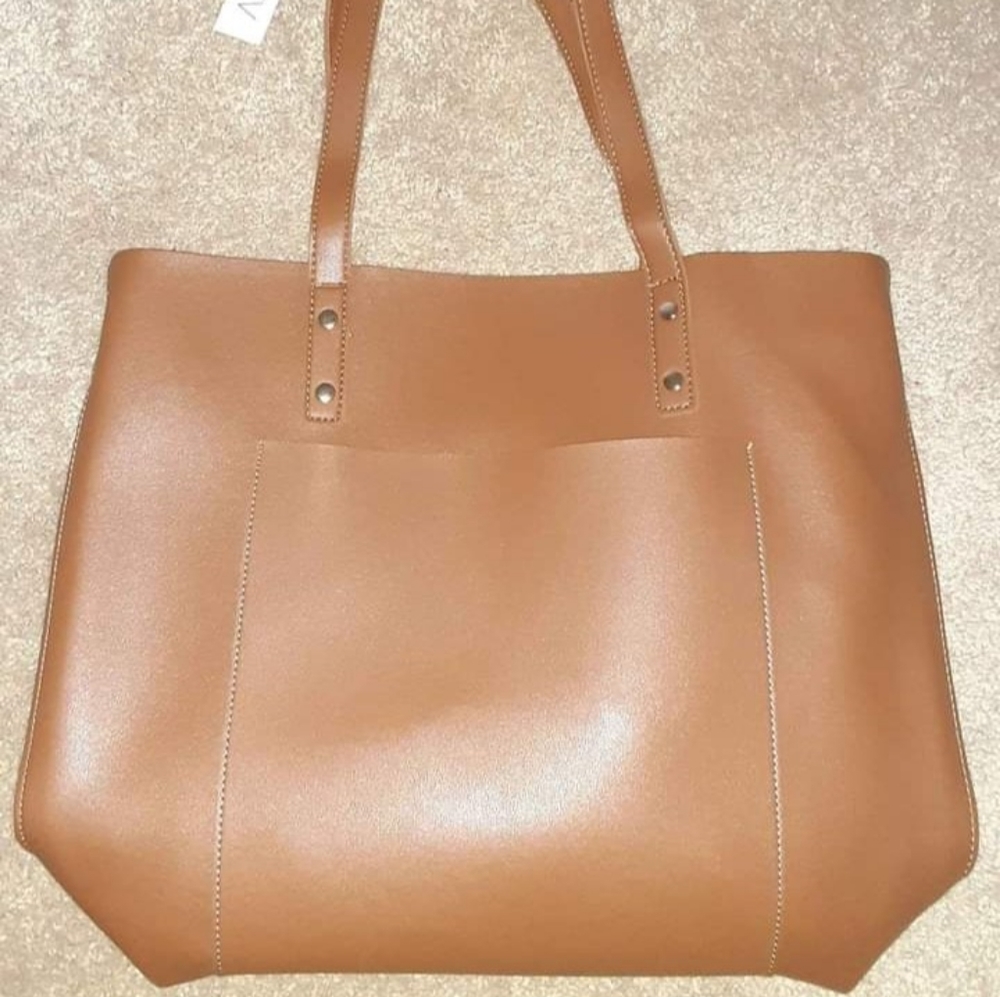 HENNY & LEV Danielle Cognac Vegan Leather Tote Bag NWT